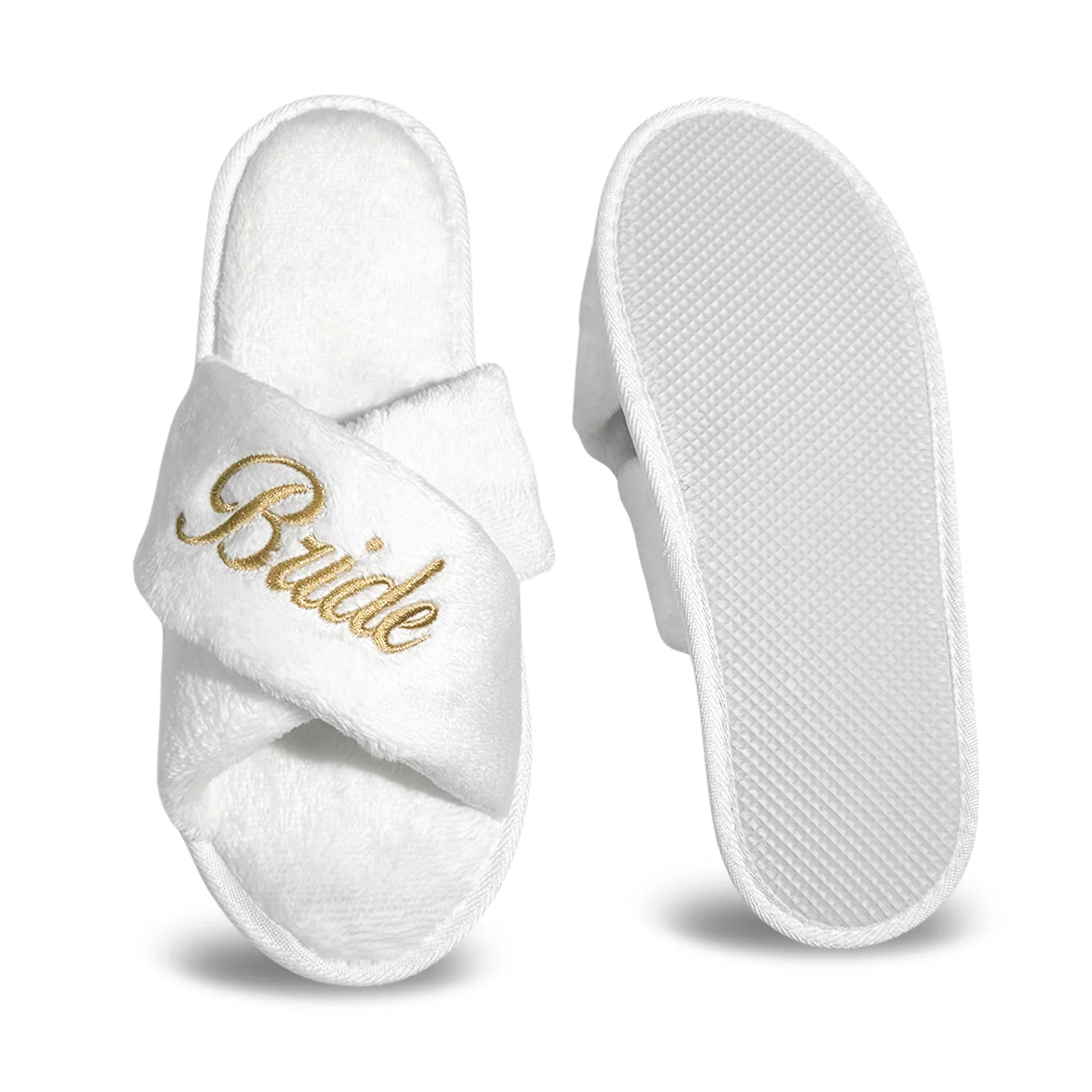 Wedding Party Guests Home Slip-on Letter Print Shoes, For Bride And Bachelorettes Bridal Party Cross Strap Slippers