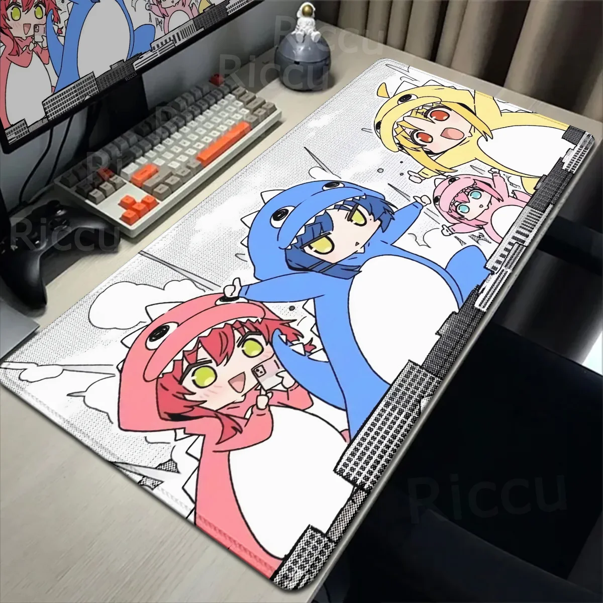 Anime HD Print Mouse Pad Bocchi The Rock Large Gaming Mousepad Rubber Computer Mouse Mat Gamer Locking Edge Accessories Non-slip