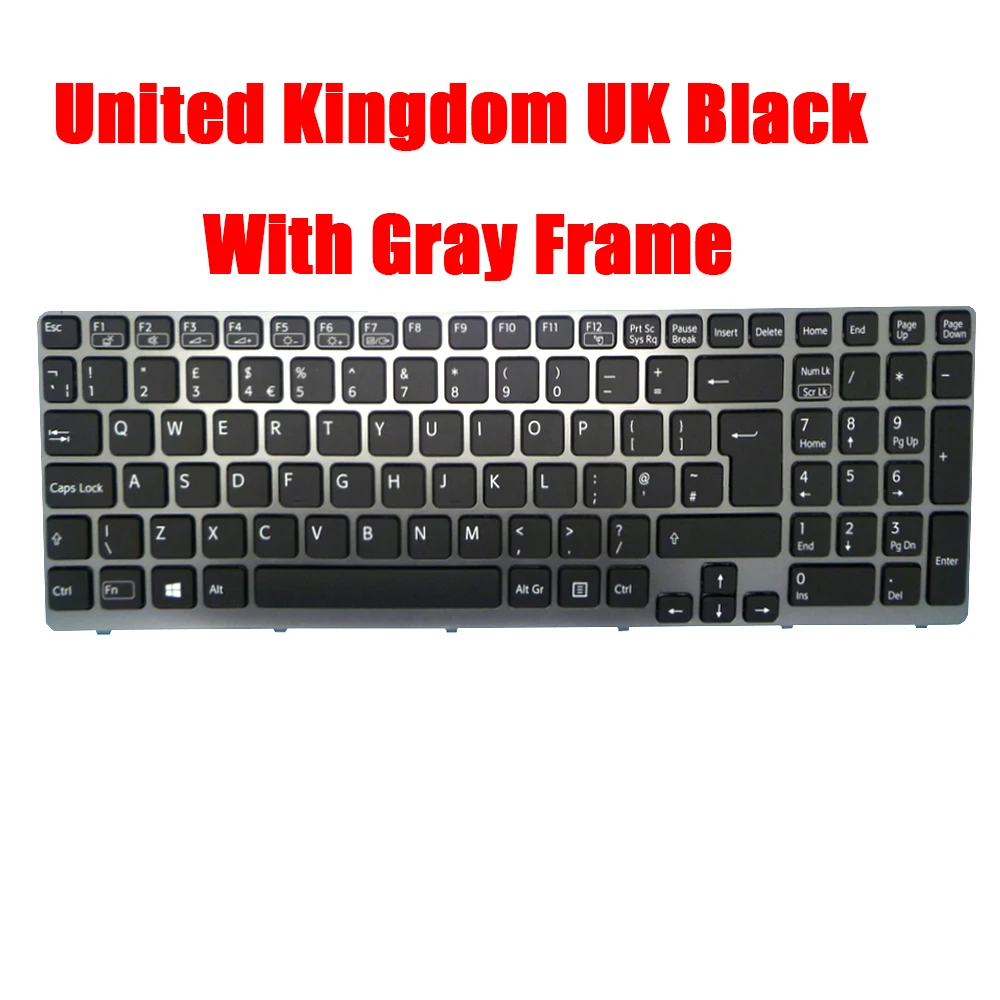 SW UK Laptop Keyboard For SONY SVE15 V133946DK1SW V133946AK3SW V133846DK1UK 149030431CH 149075611CH 149032411GB Black New