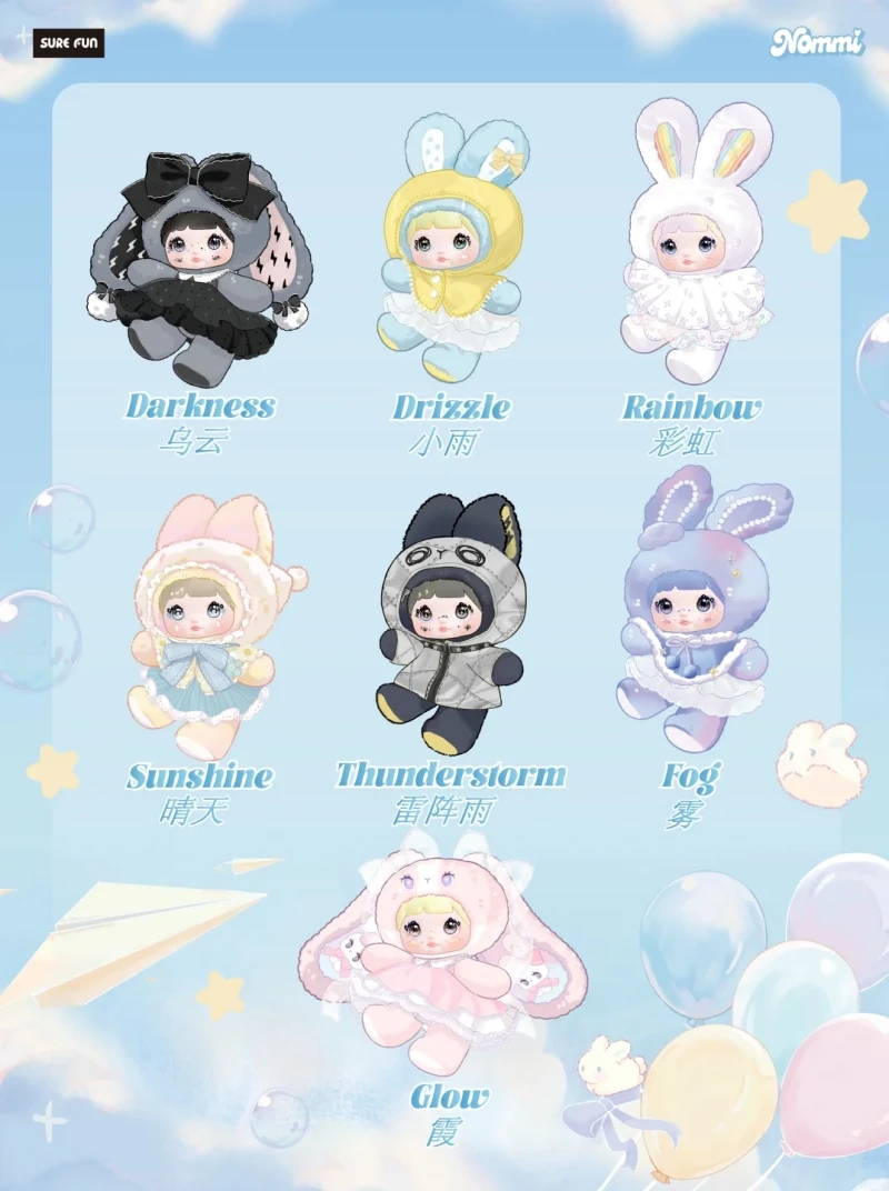 

Рождественская оригинальная плюшевая кукла Nommi с прогнозом погоды, сюрприз, слепая коробка, игрушка, фигурка, Радуга, солнечный свет, туман, подарок для детей