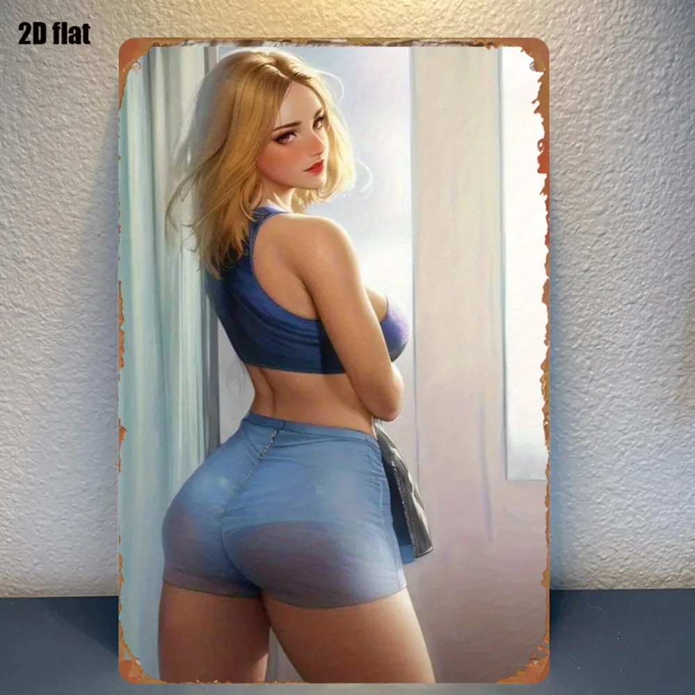 Sexy Lady Silhouette Metall-Wandkunst, 8x12 Zoll, Heimdekor-Schild für Wohnzimmer, Garage, Café, Garten, Geschenk