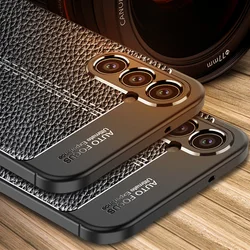 Leather Texture Silicone Phone Case For Samsung Galaxy S24 S23 S22 Ultra A15 A14 A05S A54 A34 A24 A52 A52S Shockproof Cover