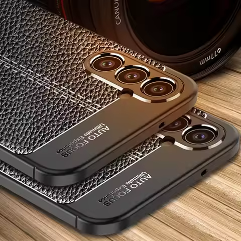 Leather Texture Silicone Phone Case For Samsung Galaxy S24 S23 S22 Ultra A15 A14 A05S A54 A34 A24 A52 A52S Shockproof Cover