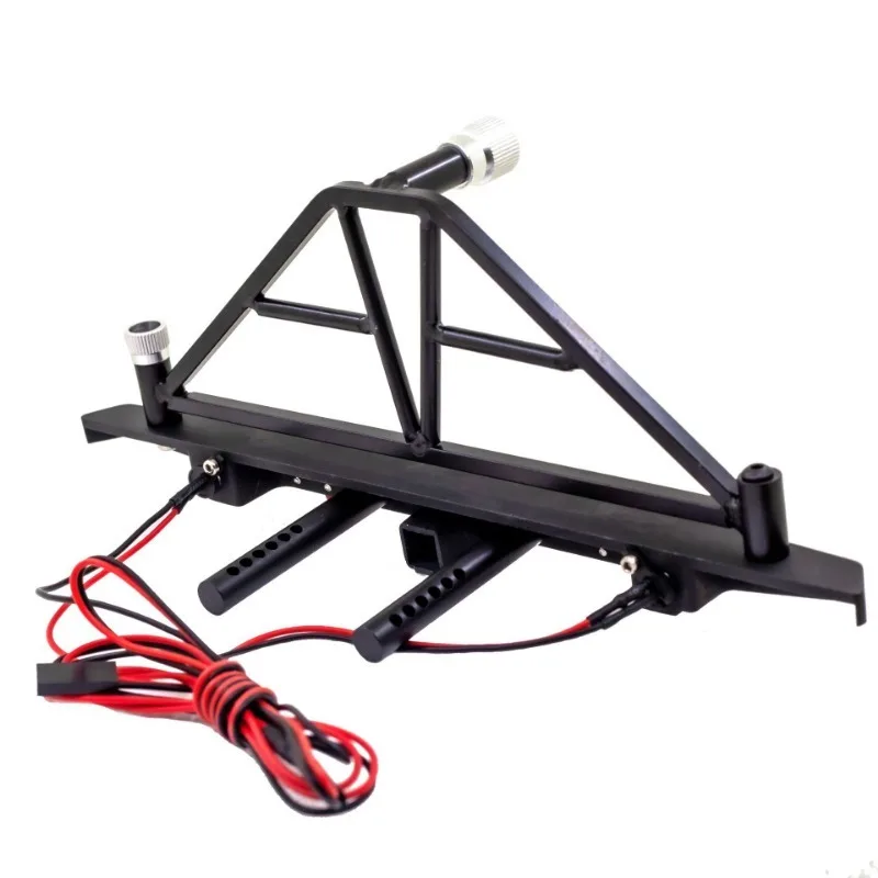 Front Rear Bumper Metal RC Car Bumper with LED Lights for SCX10 for TRX4 Axial for SCX10 iii 1/10 RC Crawler Part