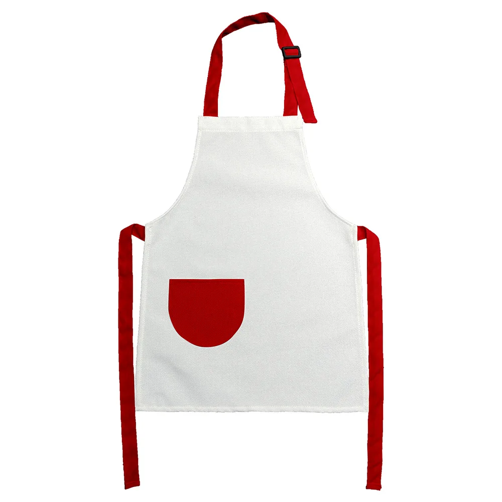 Children\'s Apron Candy Color Sublimation Blank Aprons With Pocket Cotton Linen Kid\'s Painting and Playing Apron For DIY Print