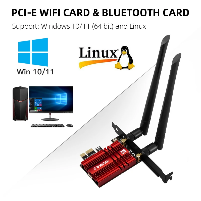 5374 Мбит/с Wi-Fi 6E PCIe беспроводная сетевая карта 5G/6 ГГц Wi-Fi адаптер Bluetooth 5,3 PCI Express 802.11AX Intel AX210 Wi-Fi карта для ПК