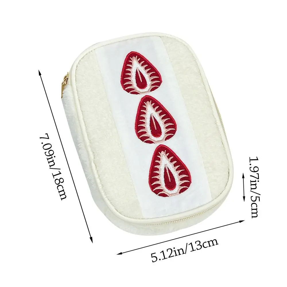 Portable Fuzzy Pen Bag Strawberry Sandwich Multi-functional Makeup Bag Cute Embroidered Pencil Case School Office image 6
