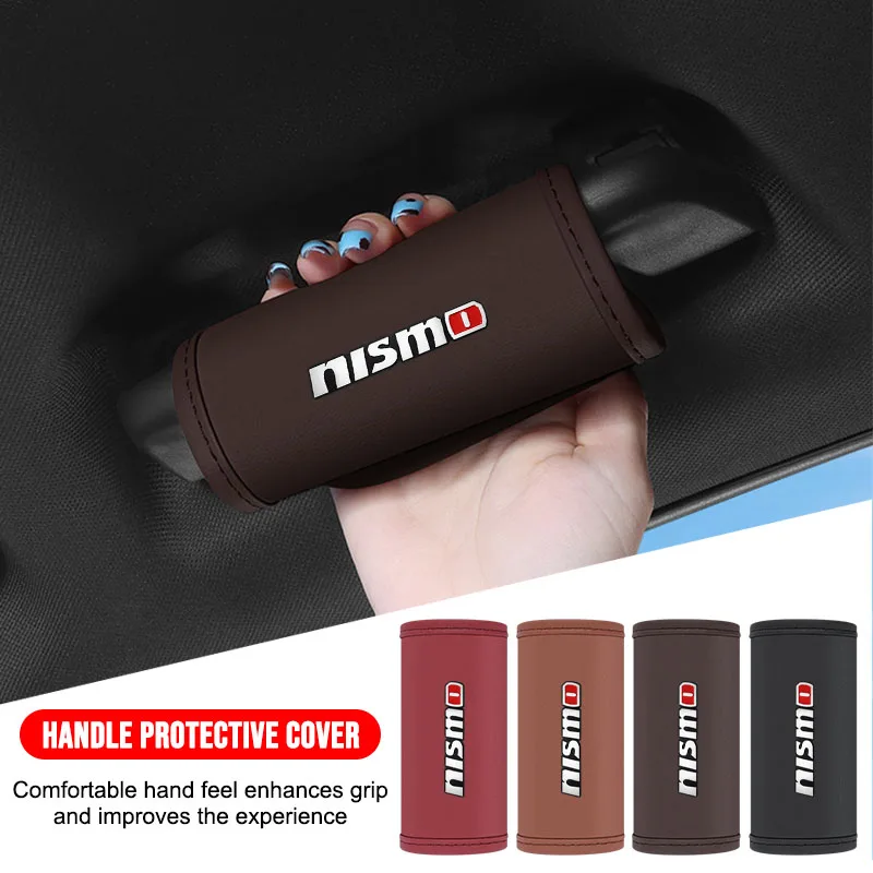 For Nissan Nismo GTR Tiida XTrail T30 T32 Wheel Center Caps J10 J11 Leather Car Logo Armrest Cover Roof Handle Protective Covers