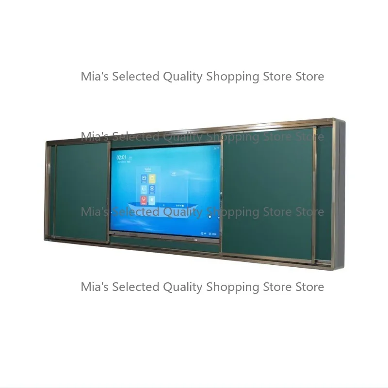 Interactive Panel Digital Classroom Solutions Sliding Whiteboard System With Cabinet
