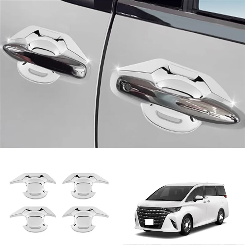 Car Silver Car Exterior Styling Door Handle Bowl Guard Trim Cover for Toyota Alphard 40 Series 2023+