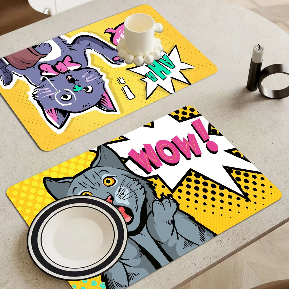 

Pop Art Pilow Printed Dish Drying Mat Super Absorbent Coffee Drain Pad Tableware Quick Dry Rug Kitchen Dinnerware Placemat