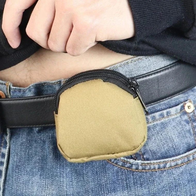 

Outdoor Portable Change Small Card Storage Bag with Double Zipper Pockets Men's Tactical Bag Lightweight EDC Storage Waist Bag