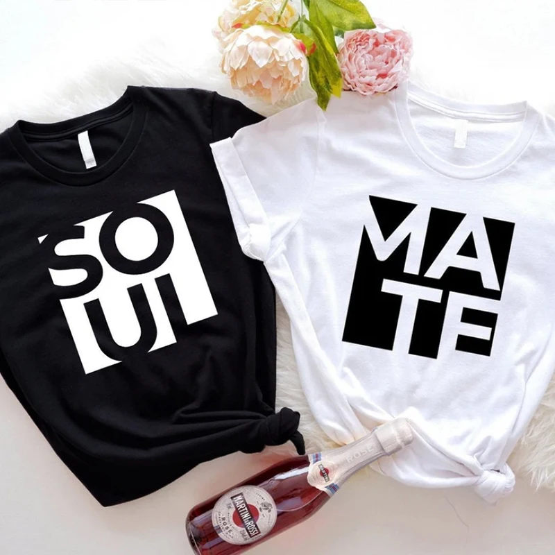 

Soul Mate Shirt Soul Mate Matching T-Shirt Couple Shirts Valentines Tee Matching Shirt Honeymoon Tops Summer Couple Tee