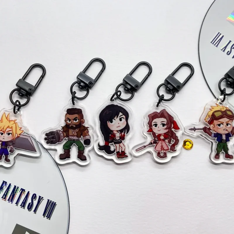 Black Acrylic Game Character Keychain Cosplay Anime Style PVC Tag for Luggage School Supplies Carabiner