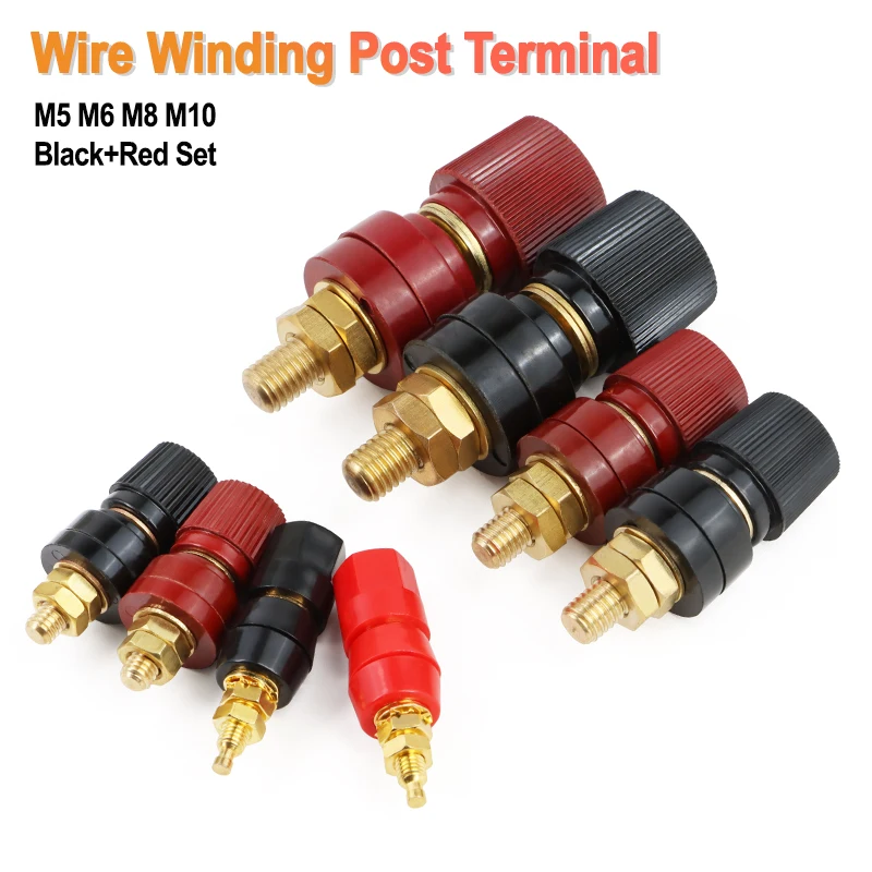 M5/M6/M8/M10 Brass Binding Post Terminal Kit High Current Power Terminal Connector for Inverter Welder Battery Amplifier Speaker