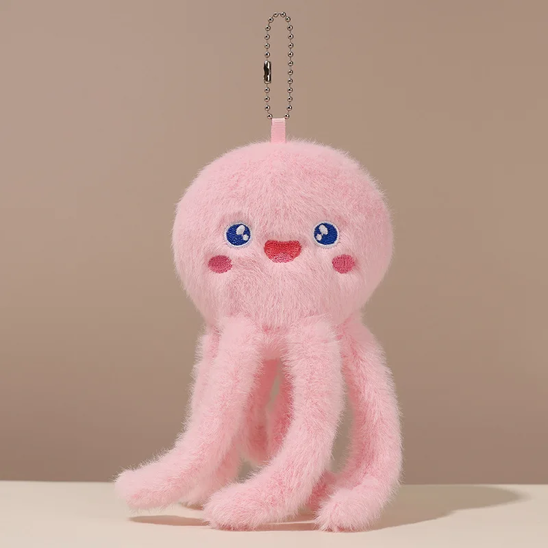 15cm Cute Soft Plush Small Octopus Pendant Keychain Cartoon Simulation Octopus Plush Stuffed Doll Backpack Decor Keychain