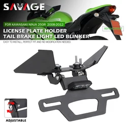 For KAWASAKI NINJA 250R EX250R 2008-2012 Motorcycle Rear Fender Eliminator Kit Adjustable Bracket License Plate Holder LED Light