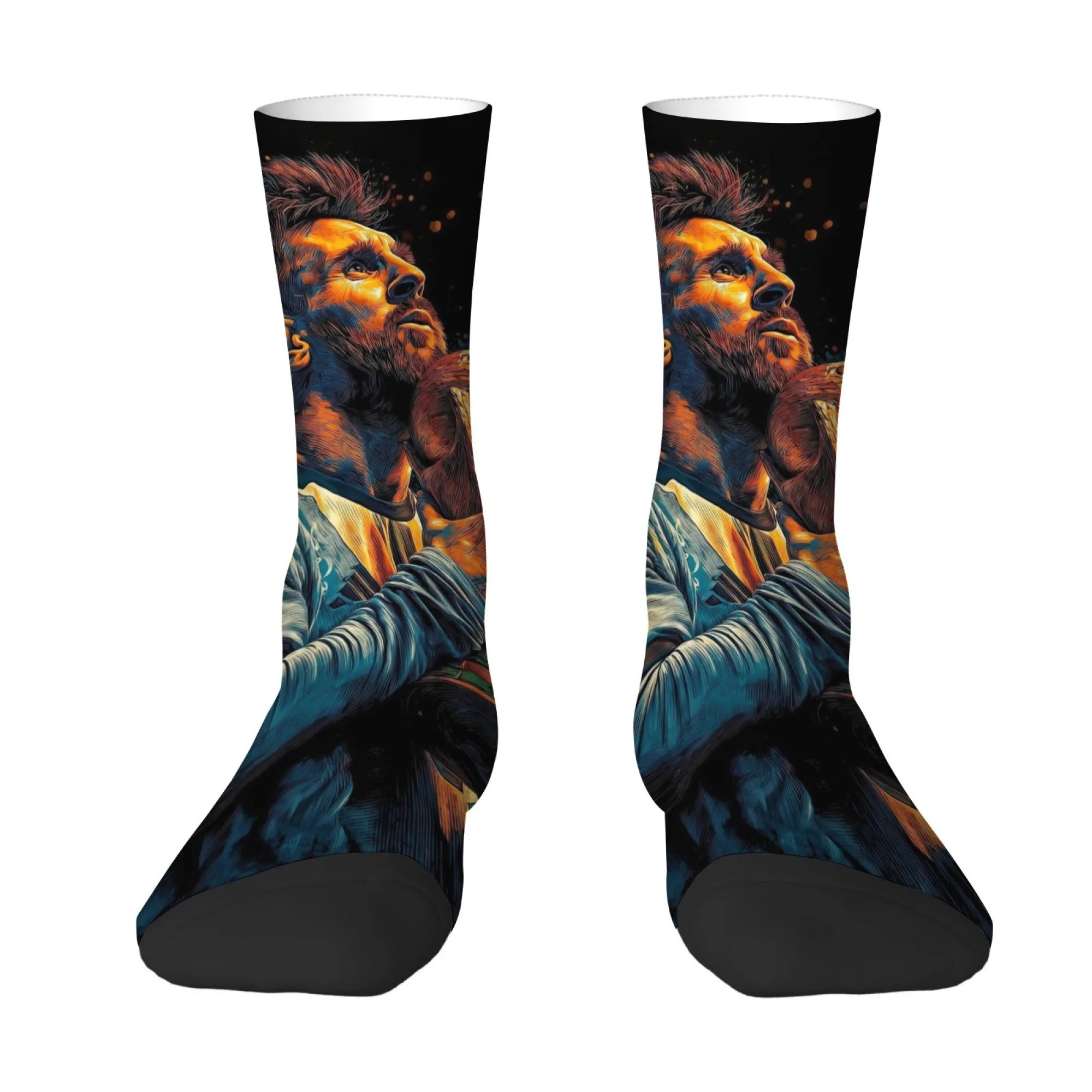 Messi Art Soccer Champion Men's Socks Retro Style Comfortable Breathable Casual Sports Socks Funny Novelty Happy Socks Gift