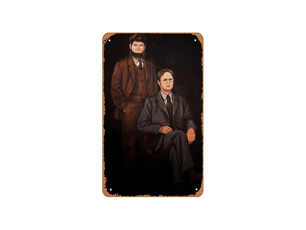Zuhhgii Vintage Tin Sign Dwight Schrute Mose Schrute Portrait The Office Poster Print The Office Show Funny Tv Show Funny Gift H