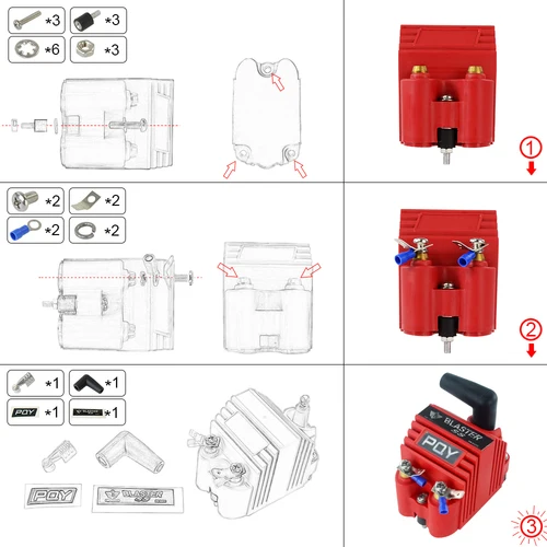 Imagen 2 del producto Hypertune-disparador Universal Ss 12V de alta salida exterior macho E-Core bobina de encendido con Kits de adaptador con logo PQY JR-EIC00-K