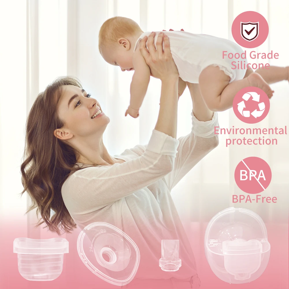 Wearable Breast Pump Parts Compatible with MomMed S21 S18, Duckbill Valves, Silicone Diaphragm, 24mm Flange, Milk Collector Cup