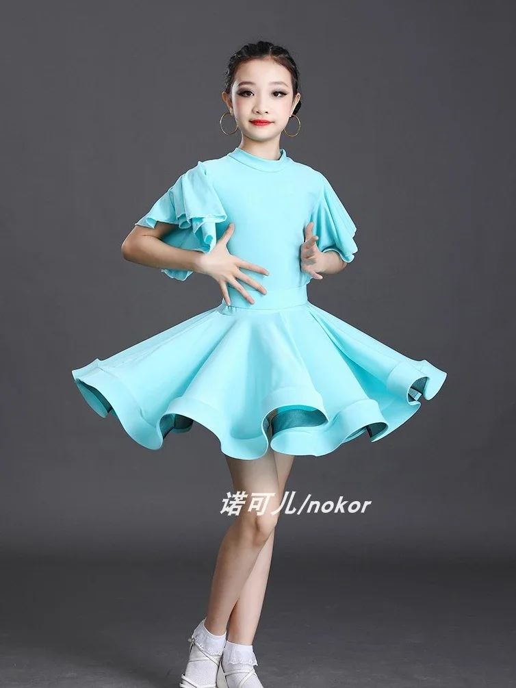 Vestido de baile latino profesional para niñas y niños, vestidos de baile de salón, Rumba Cha Samba, vestido de práctica, rendimiento Latino