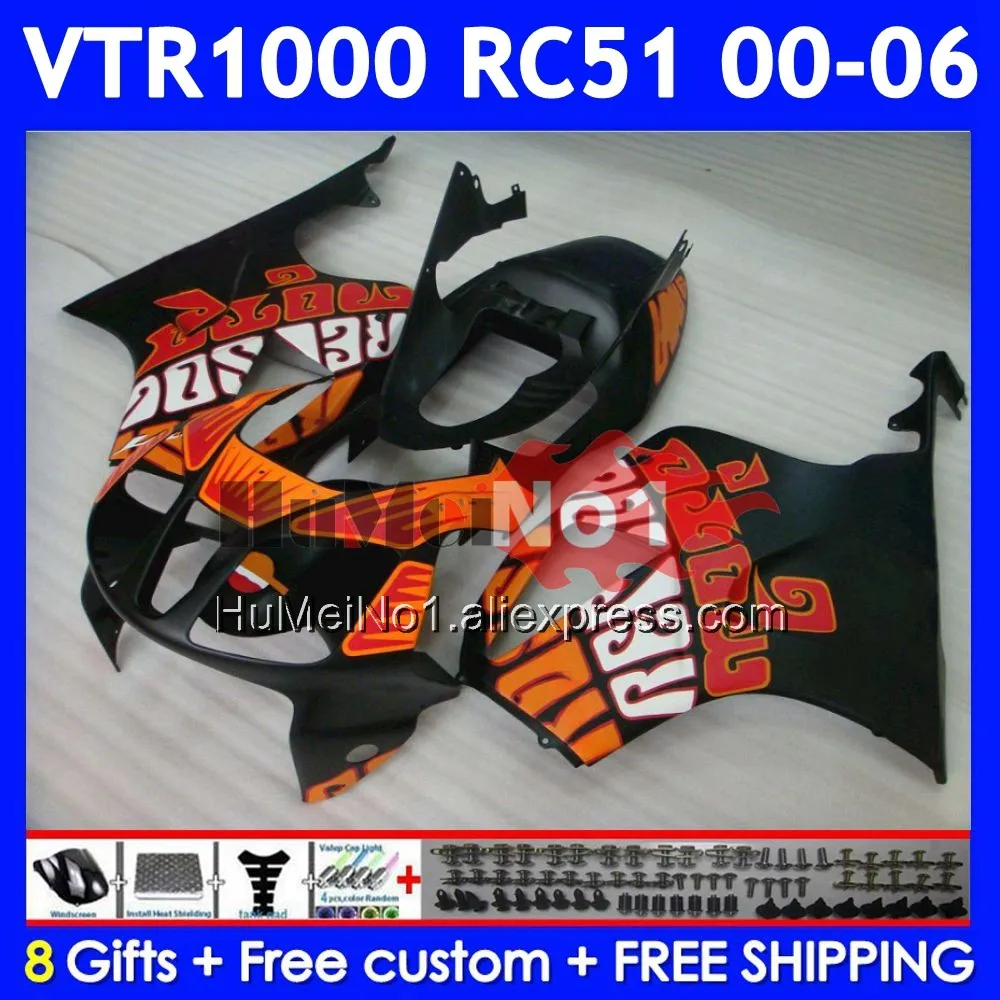 Body For HONDA VTR1000 RC51 01 02 03 Flat Repsol 2004 2005 2006 68No.8 SP1 SP2 VTR 1000 2000 2001 2002 2003 04 05 06 Fairings