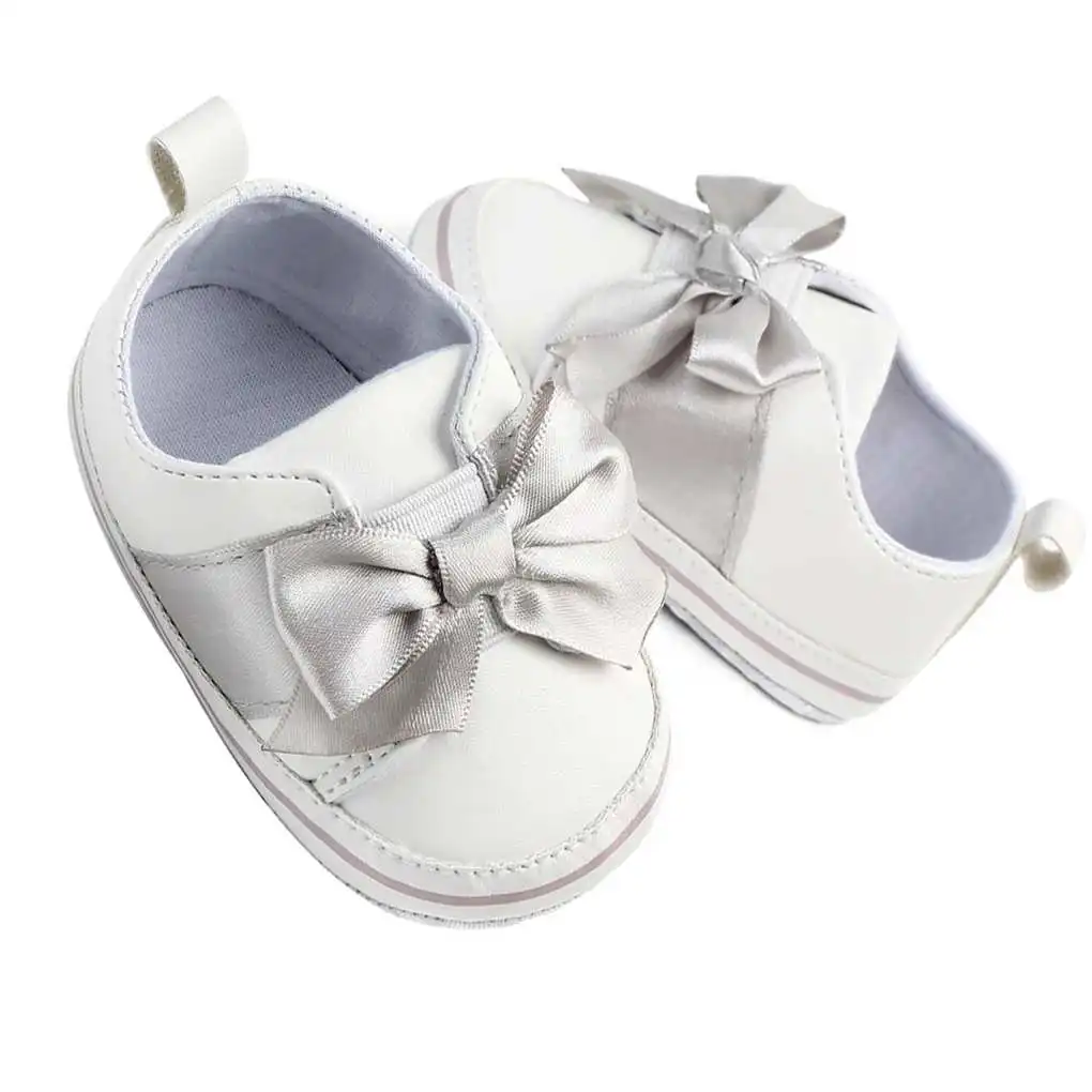 

0-1 Years Old Soft Sole Infant Baby Anti-slip Shoes Bowtie Newborn Slippers PU Home Walker Shoes