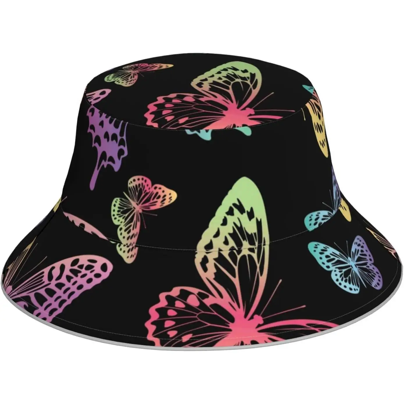 

Женская летняя модная солнцезащитная шляпа-панама с принтом разноцветных бабочек, защита от ультрафиолета, повседневная, для пляжа и активного отдыха
