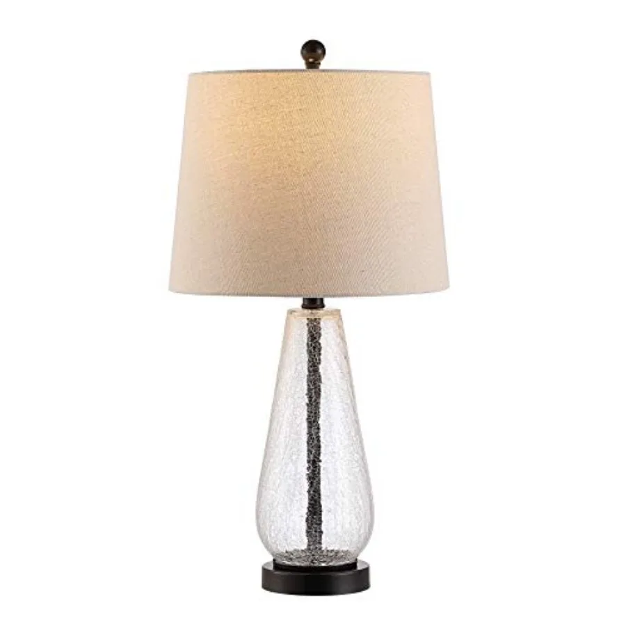 

Lighting Collection Naila Modern Contemporary Farmhouse Clear Glass 26-inch Bedroom Living Room Home Office Desk Nightstand Tab