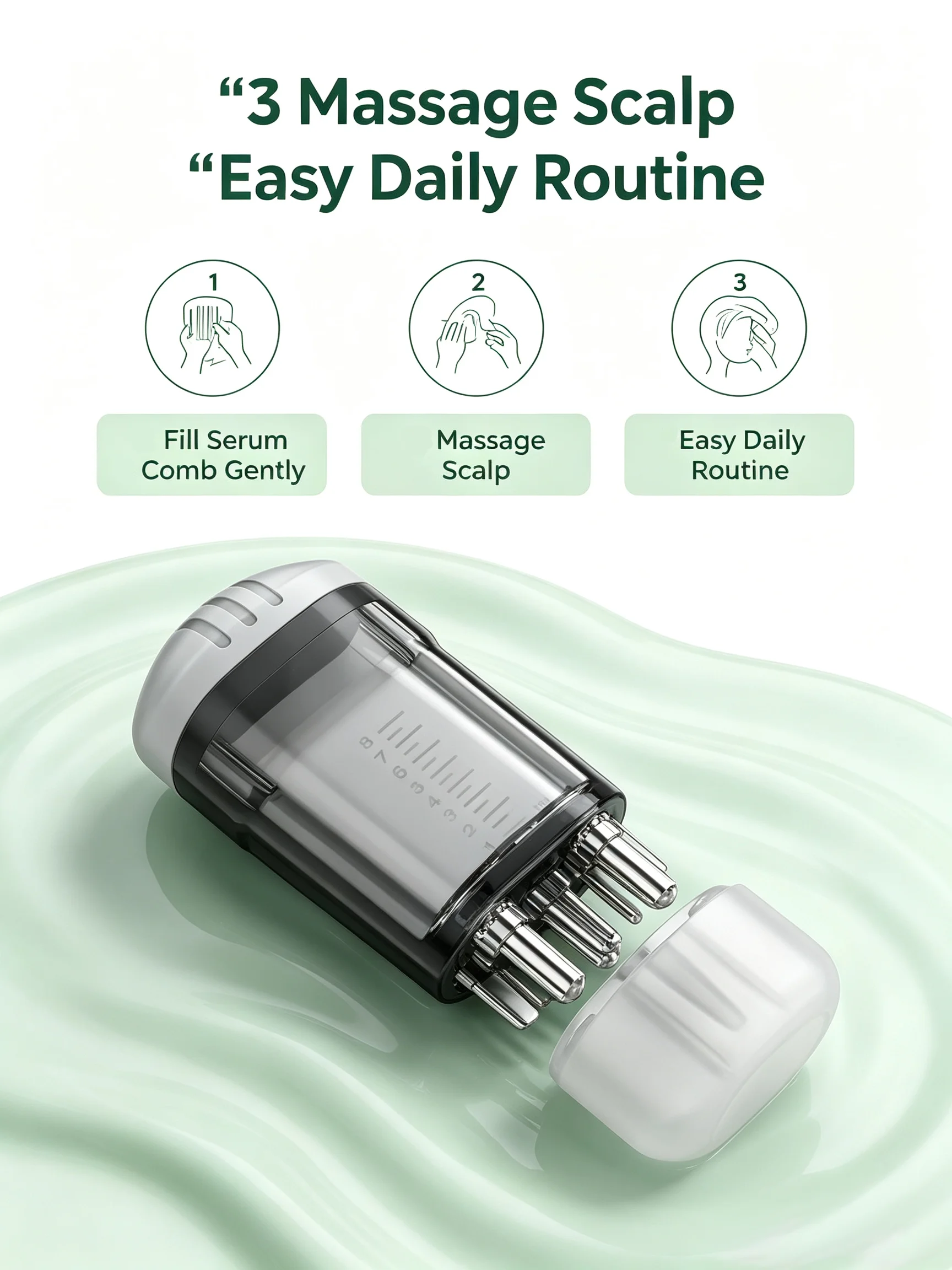 Hair Growth Essential Oil Scalp Applicator Comb Set 2-in-1 Scalp Nourishing Kit with Liquid Guiding Comb for Home Hair Care