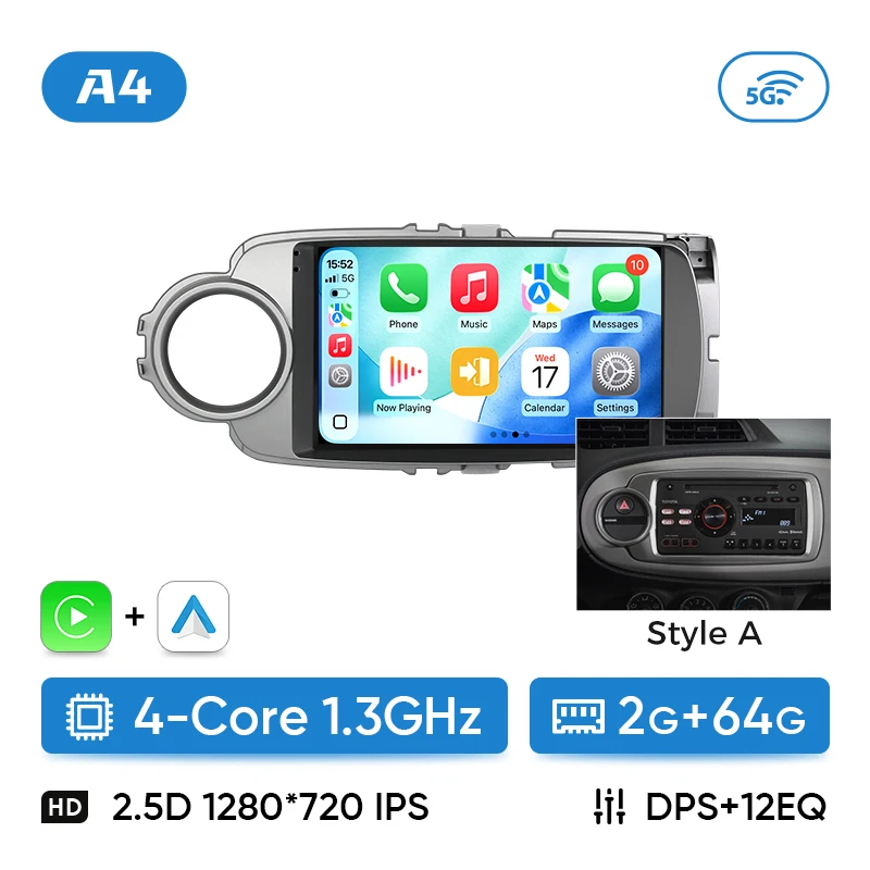 Ainavi Car Radio Multimedia Player For Toyota Yaris 2012 2013 2014 2015 2016 2017 Android 12 Auto Wireless Carplay DSP 48EQ 2Din image 3