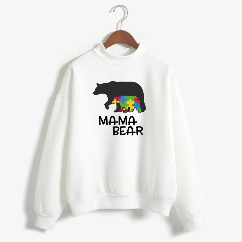 

Mama Bear Print Woman Sweatshirt Sweet Korean O-neck Knitted Pullovers Thick Autumn Winter Candy Color Women Clothing