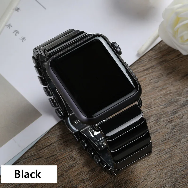 Ceramic Strap for Apple Watch Band 44mm 40mm 45mm 42mm 38 41 Butterfly buckle bracelet iWatch series 6 se 7 8 9 ultra 49mm band