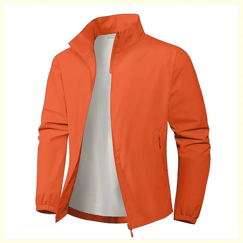 Men's Autumn Stand Collar Lightweight Jacket Casual Outdoor Sports Solid Color Breathable Fitness Running Streetwear Versatile 4