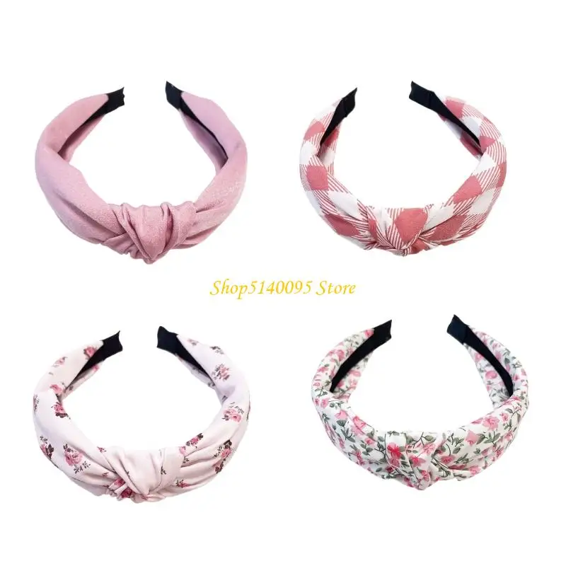 

DXAE Pink Floral Print Cloth Headbands NonSlip Comfortable Hairband For Wear
