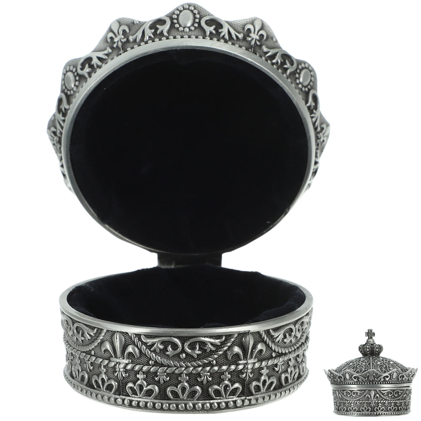 

Box Vintage Style Jewelry ganizer Portable Storage Case Elegant Desktop nament Grace Women Silver Container Travel