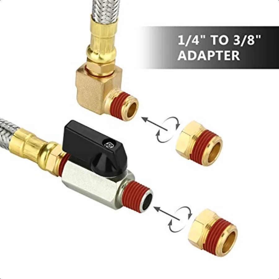 طقم تجميع استنزاف الخزان الممتد من HK مع خرطوم فولاذي مضفر 10 بوصة 1 4 بوصة استنزاف Vae ومناسب الكوع لضاغط الهواء