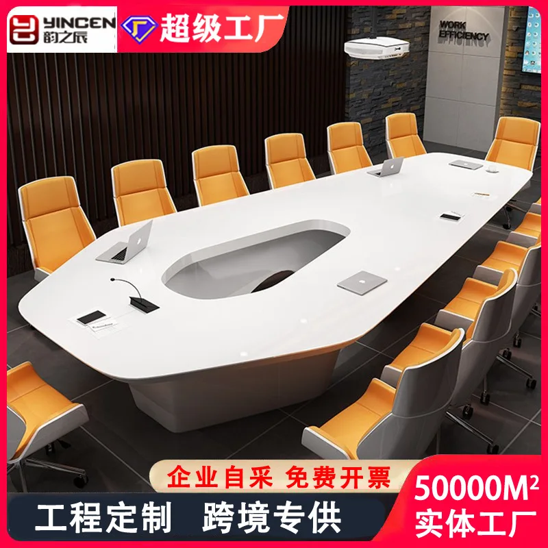 

Painted Special-shaped Conference Table And Chair Combination Office Furniture Long Table Simple Modern Conference Room Large St