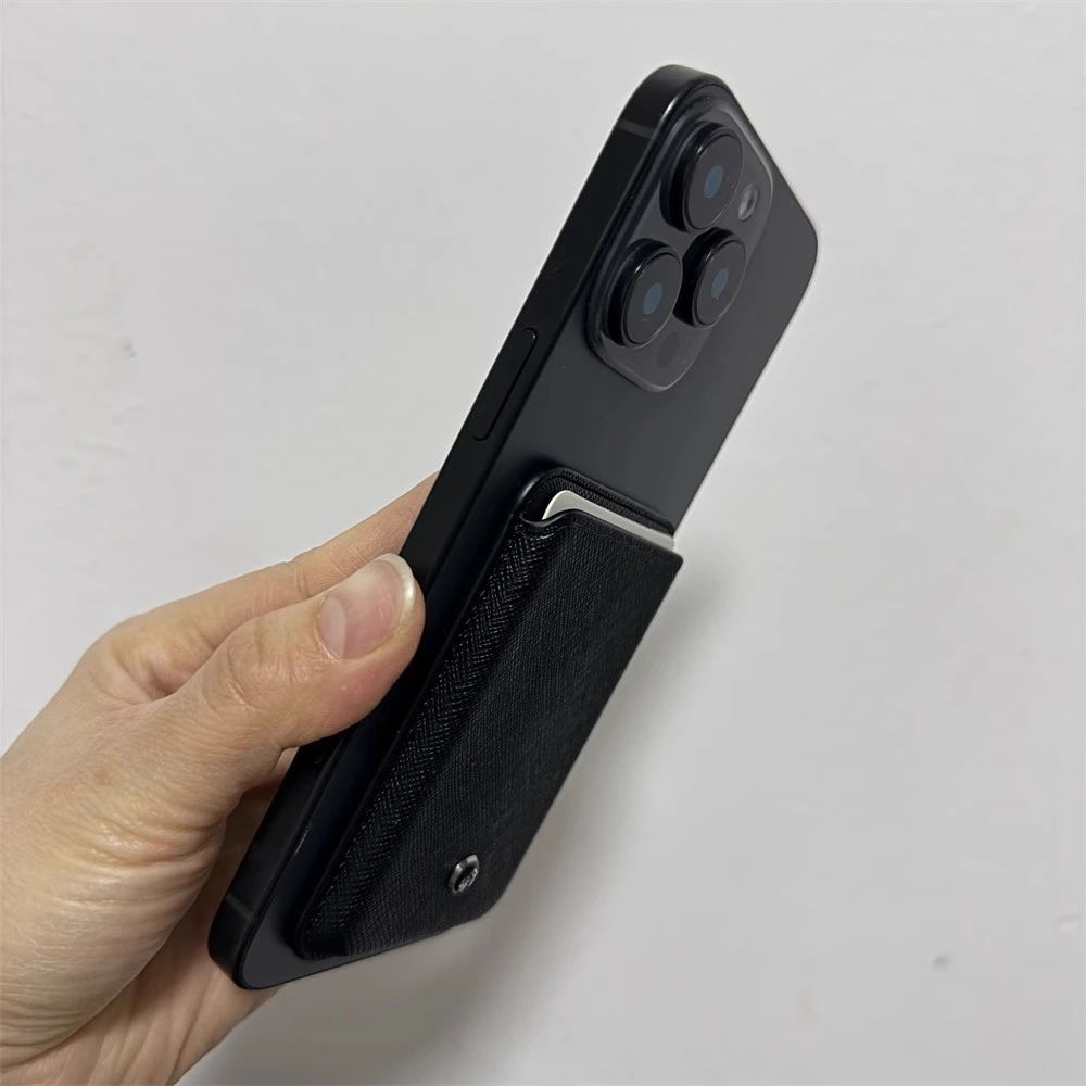 بطاقة جلدية قوية مغناطيسية بسيطة لهاتف آيفون 17 برو ماكس 16 15 14 13 12 Magsafe محفظة حافظة للبطاقات فتحة الجيب