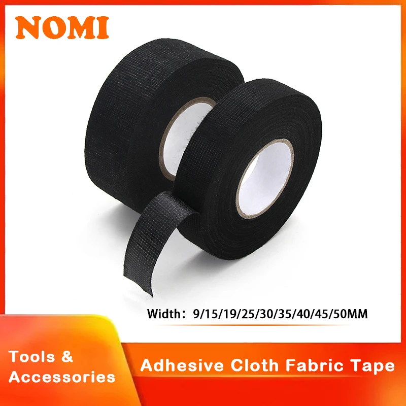 15m/roll Heat-resistant Adhesive Cloth Fabric Tape 9-50mm For Automotive Cable Tape Harness Wiring Loom Electrical Heat Tapes