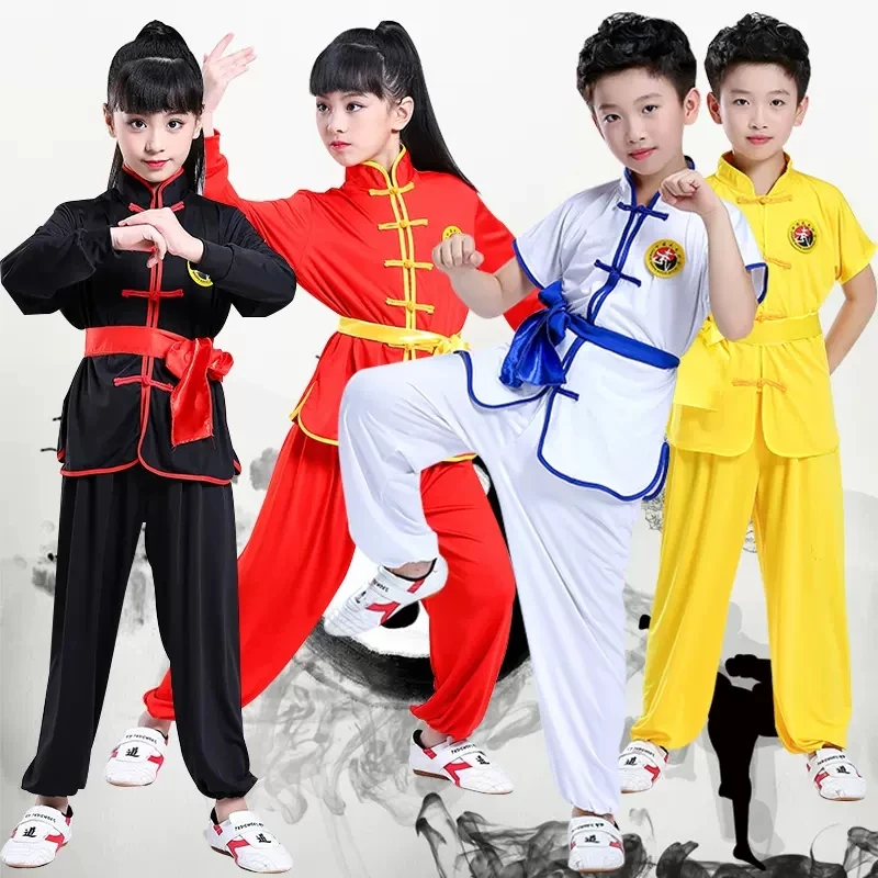 

Traditional Chinese Clothing Kids Kungfu Wushu Tai Chi Uniform Shaolin Martial Arts Stage Performance Girl Boy Kung Fu Costumes