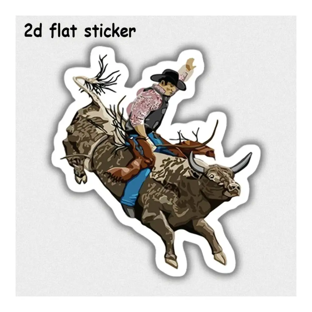 Bull Rider In Action Vinyl Sticker For Car Laptop Window Door Fridge Water Bottle