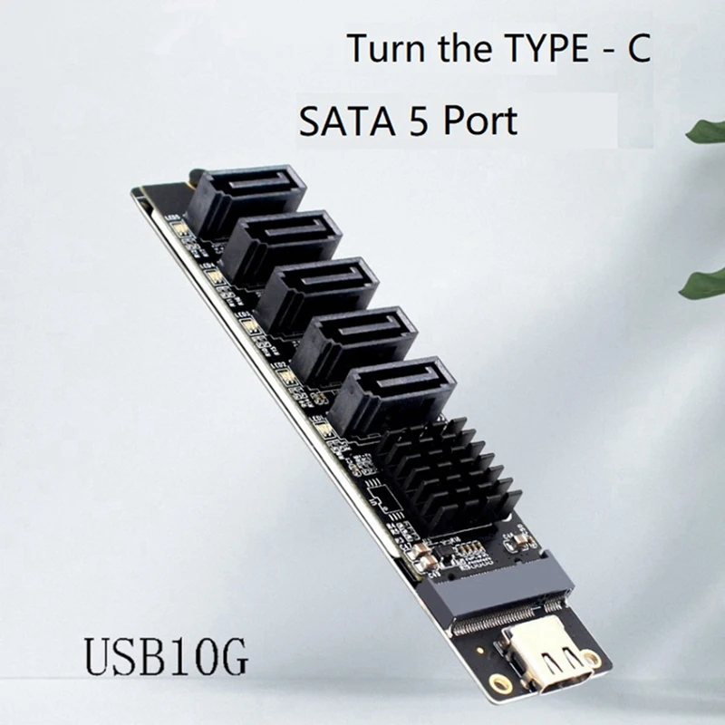 TYPE-C To SATA3.0 5 Ports Adapter Converter Card 6Gbps USB10G JM575+JMS580 For SATA SSD HDD Expansion