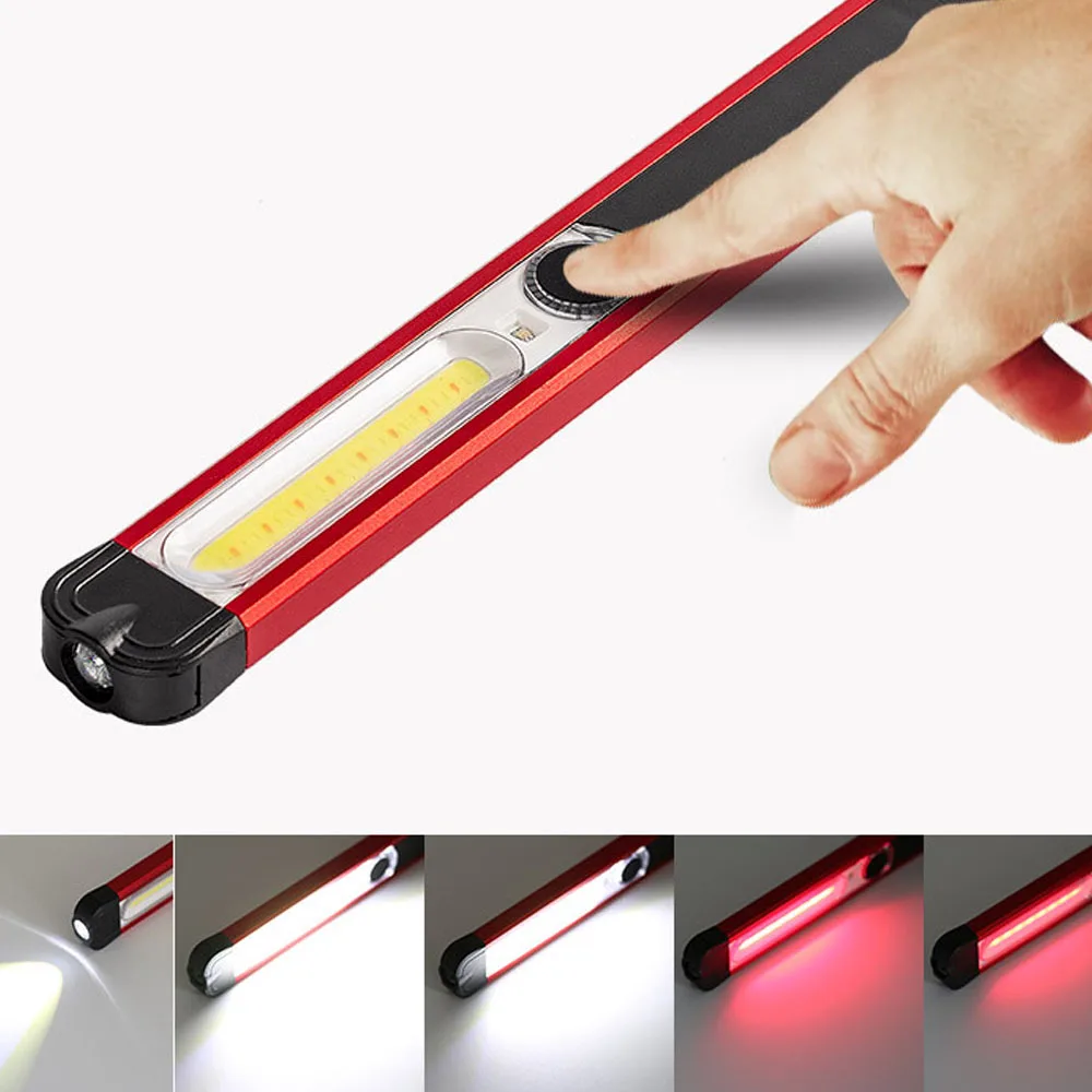 Ultra Slim 3X 1X Pocket Emergency Flashlight Fishing Torch 500mA USB Work Light 5Mode Magnet Inspection Lamp Red Camping Strobe