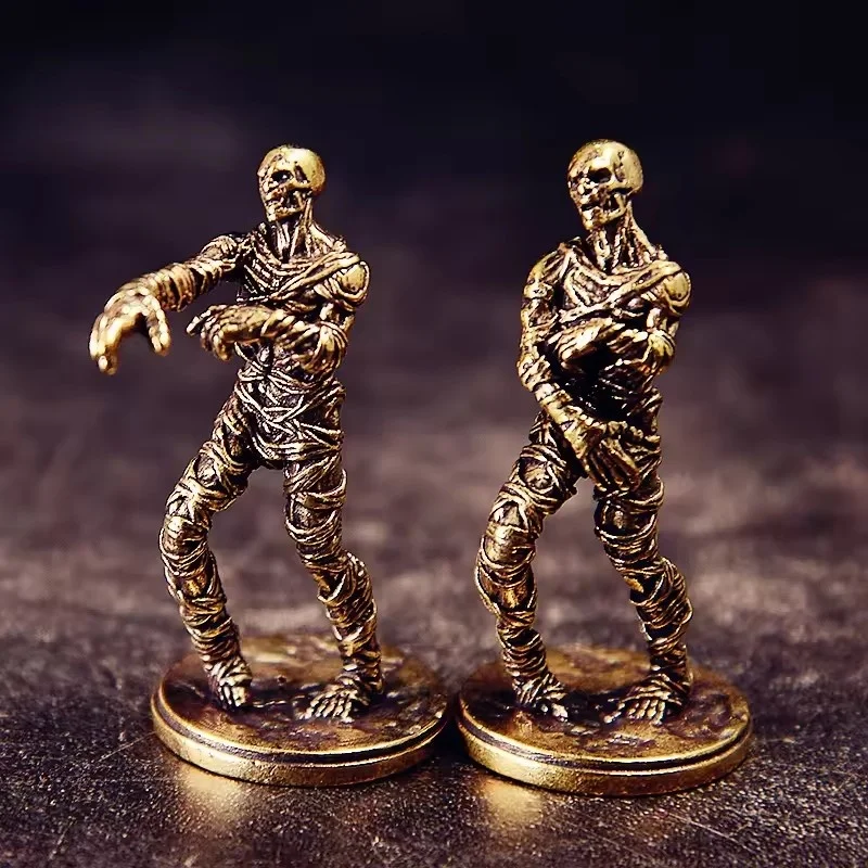 

New Vintage Brass Walking Dead Figurine - Miniature Zombie Statue Decorative Ornament for Home Office Desk Collectibles