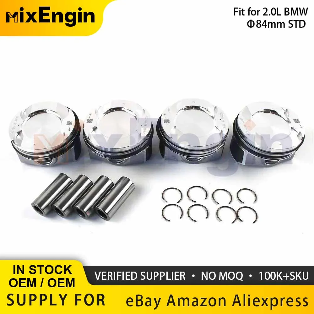 

Engine Parts 4X Pistons Rings Sets CR11:1 Φ84mm STD Fit 2.0 L L4 GAS N20B20 For BMW 220i 320i 420i 520i F22 F30 F83 2.0L