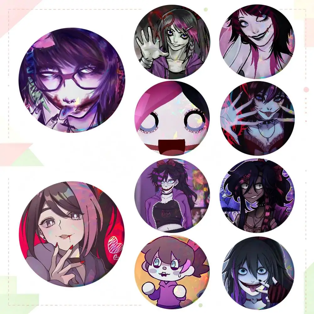 Creepypasta Killer Nina Anime Round Badge Creative Brooch Clothing Backpack Accessories Lapel Pin