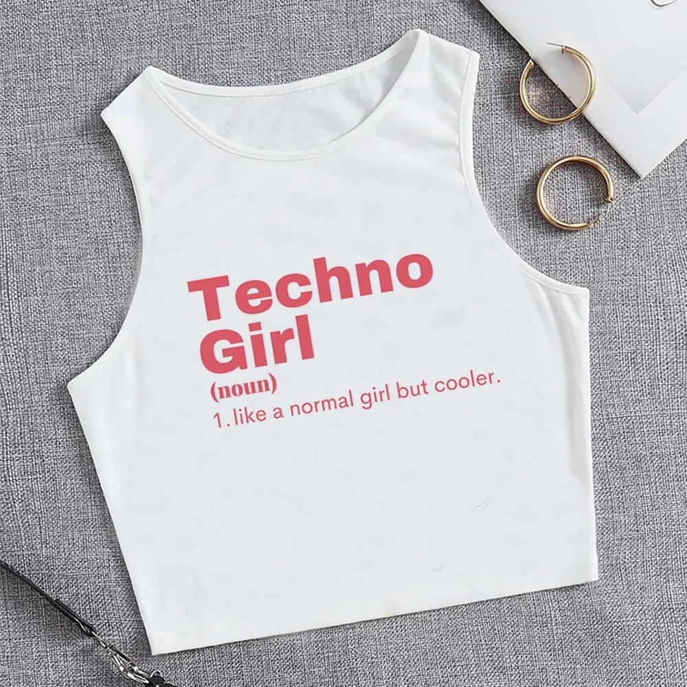 Koszulka techno tank top wróżka grunge z lat 90. Krótki top kobieta manga kawai z lat 2000