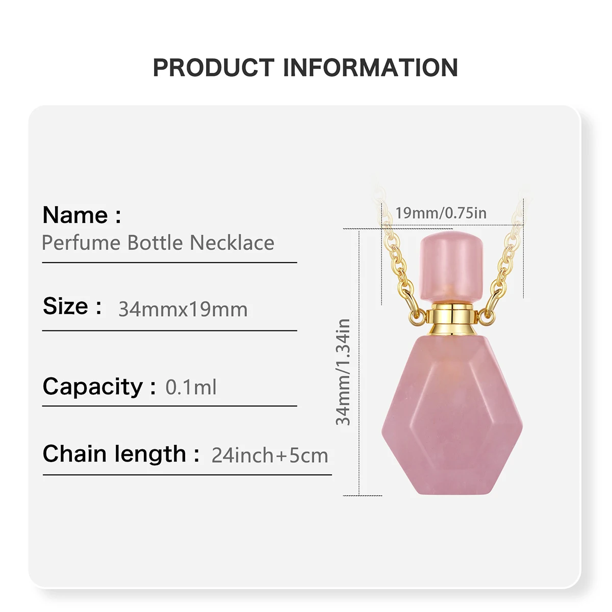 Natural Stone Perfume Bottle Necklace Women Men Healing Crystal Quartz Essential Oil Diffuser Pendant Vial Jewelry Multicolor